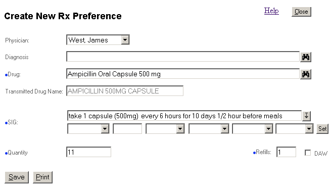 Create New Rx Preference