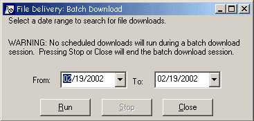 File Delivery Batch Download screen