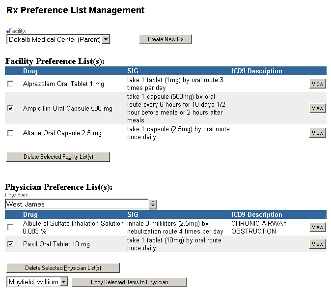 Rx Preference List Management